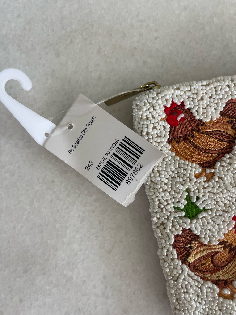 Beaded Chicken Pouch Zipper Bag Embroidered Farm Country NWT - Picture 3 of 7